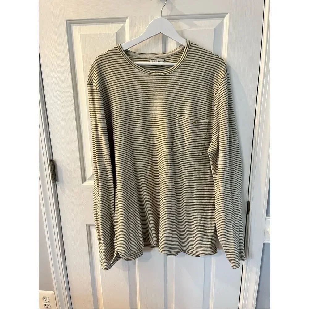 J. Crew Knit Goods Tan & Olive Long Sleeve Sweater Top sz XL EUC